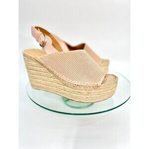 Marc Fisher Andela Espadrille Wedge Sandals Womens Suede Leather Perforated
